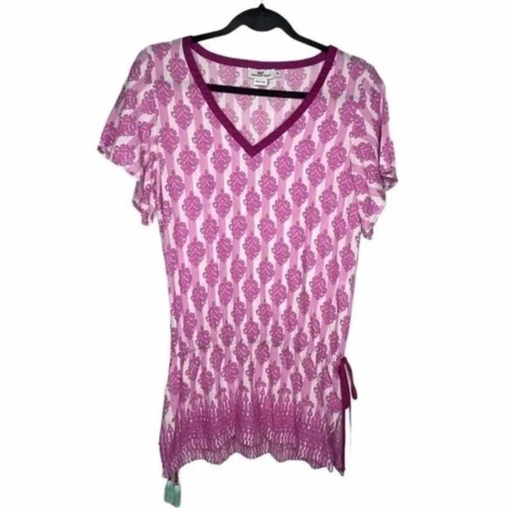 Vineyard Vines Batik Damask Side Tassel Tunic Top Cover Up Size XS
